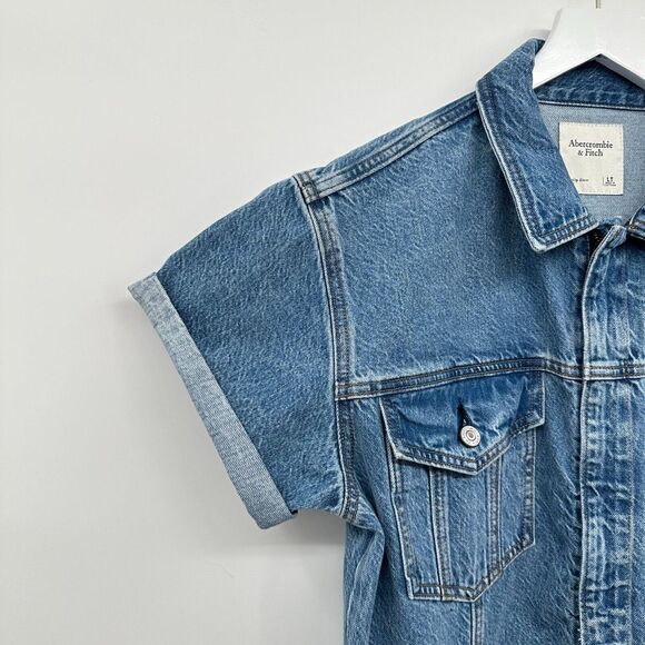 Abercrombie Fitch 90s Relaxed Denim Jumpsuit Size Large Tall LT Straight Leg New - Picture 7 of 16